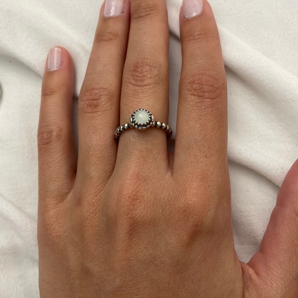 Pandora Birthstone Beaded Ring Aquamarine